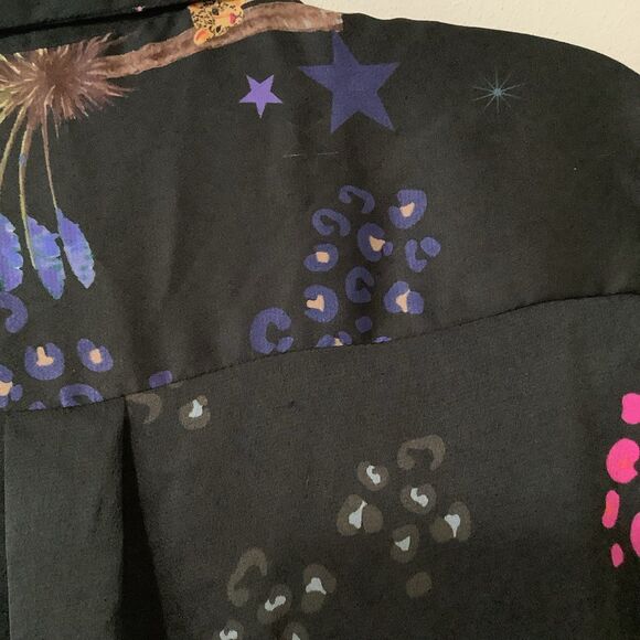 Vilagallo Artsy Wearable Art Black Graphic Leopard Midi Shirt Dress Size 4 - Picture 11 of 12